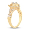 Thumbnail Image 2 of Diamond Double Halo Ring 3/4 ct tw Pear/Round 14K Yellow Gold