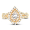 Thumbnail Image 3 of Diamond Double Halo Ring 3/4 ct tw Pear/Round 14K Yellow Gold