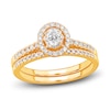 Thumbnail Image 1 of Diamond Double Halo Bridal Set 1/2 ct tw Oval/Round 14K Yellow Gold