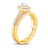 Thumbnail Image 2 of Diamond Double Halo Bridal Set 1/2 ct tw Oval/Round 14K Yellow Gold