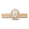 Thumbnail Image 3 of Diamond Double Halo Bridal Set 1/2 ct tw Oval/Round 14K Yellow Gold