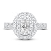 Thumbnail Image 3 of Oval & Round-Cut Diamond Double Halo Engagement Ring 1 ct tw 14K White Gold