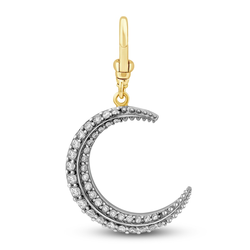 Main Image 1 of Charm'd by Lulu Frost Diamond Pave Moon Charm 1/2 ct tw Diamonds 10K Two-Toned Gold