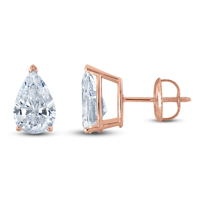 Pear-Shaped Lab-Created Diamond Solitaire Stud Earrings ct tw 14K Rose Gold (F/SI2