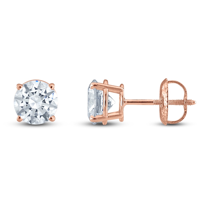 Round-Cut Lab-Created Diamond Solitaire Stud Earrings 1 ct tw 14K Rose Gold (F/SI2)