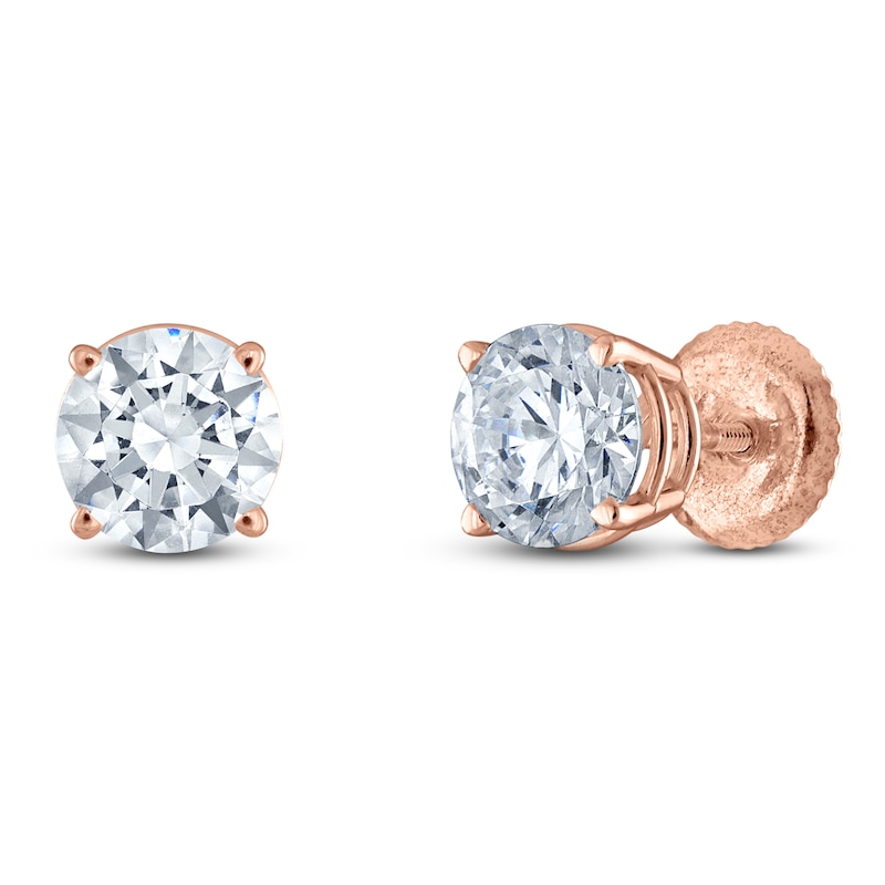 Round-Cut Lab-Created Diamond Solitaire Stud Earrings 1 ct tw 14K Rose Gold (F/SI2)