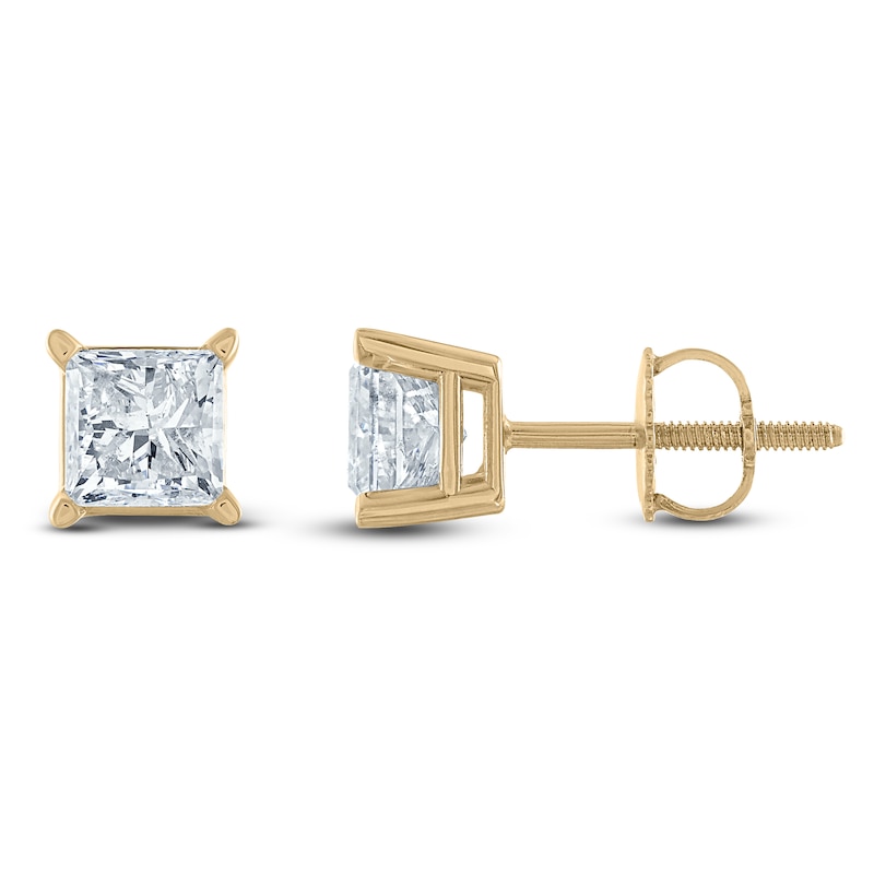 Princess-Cut Diamond Solitaire Stud Earrings 3/4 ct tw 14K Yellow Gold (I/I2)