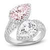 Thumbnail Image 0 of Pear-Shaped Pink & White Lab-Created Diamond Bypass Engagement Ring 4-3/4 ct tw 14K White Gold