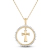 Thumbnail Image 1 of Diamond Cross Dangle Circle Necklace 1/3 ct tw 10K Yellow Gold 18&quot;