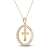 Thumbnail Image 2 of Diamond Cross Dangle Circle Necklace 1/3 ct tw 10K Yellow Gold 18&quot;