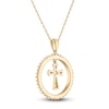 Thumbnail Image 3 of Diamond Cross Dangle Circle Necklace 1/3 ct tw 10K Yellow Gold 18&quot;