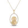 Thumbnail Image 1 of Diamond Our Lady of Guadalupe Oval Frame Necklace 1/3 ct tw 10K Yellow Gold 18&quot;