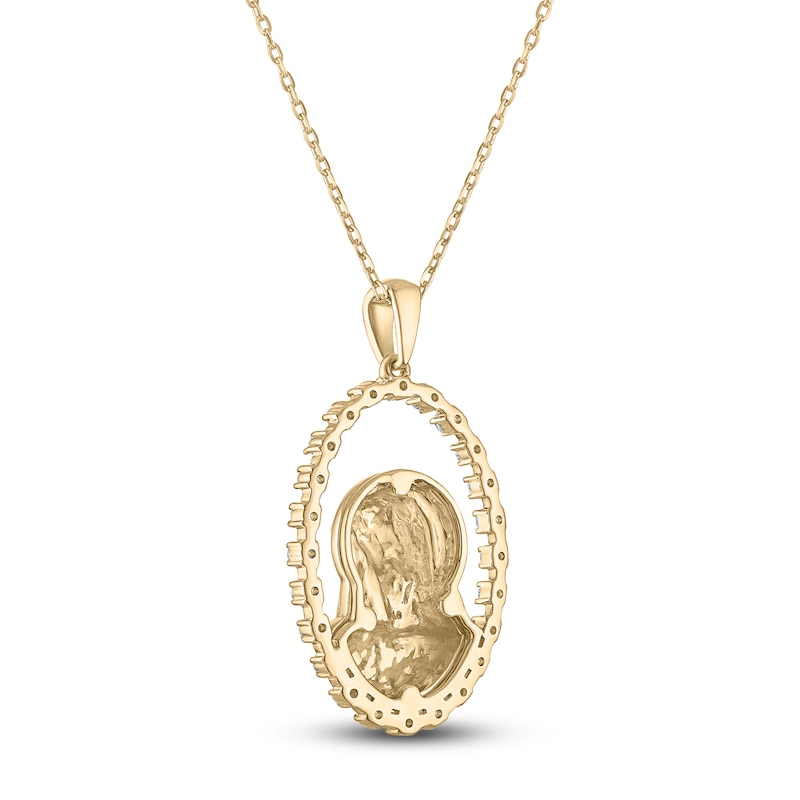 Main Image 3 of Diamond Our Lady of Guadalupe Oval Frame Necklace 1/3 ct tw 10K Yellow Gold 18&quot;