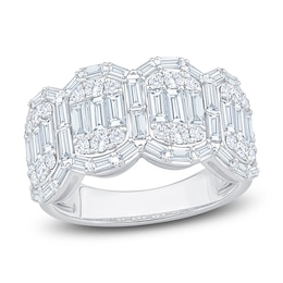 Baguette & Round-Cut Multi-Diamond Fashion Ring 1-3/4 ct tw 14K White Gold