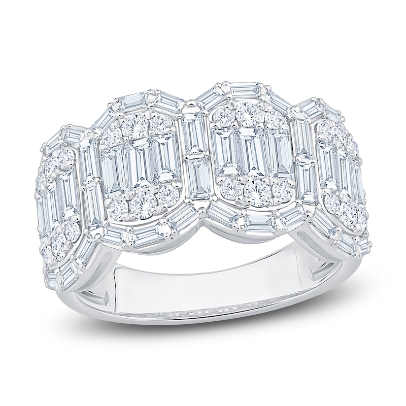 Main Image 1 of Baguette & Round-Cut Multi-Diamond Fashion Ring 1-3/4 ct tw 14K White Gold