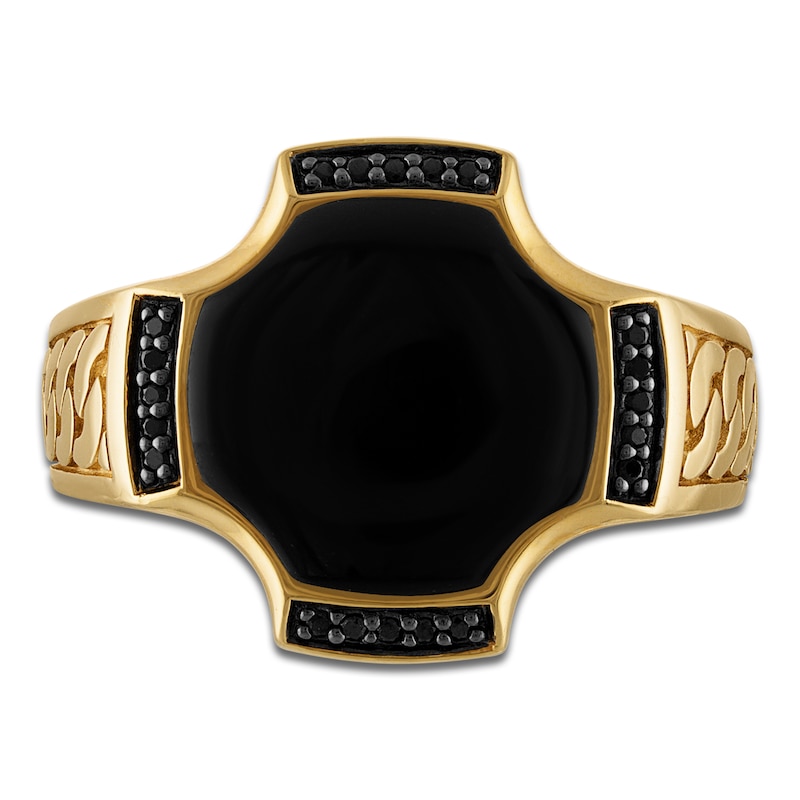 Main Image 3 of 1933 by Esquire Men's Black Onyx & Black Diamond Ring 1/8 ct tw 14K Yellow Gold-Plated Sterling Silver