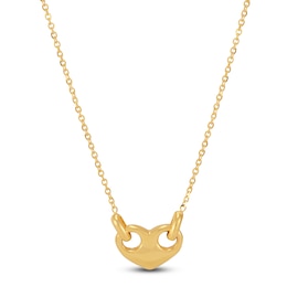 Italia D'Oro Heart Mariner Link Necklace 14K Yellow Gold 18&quot;