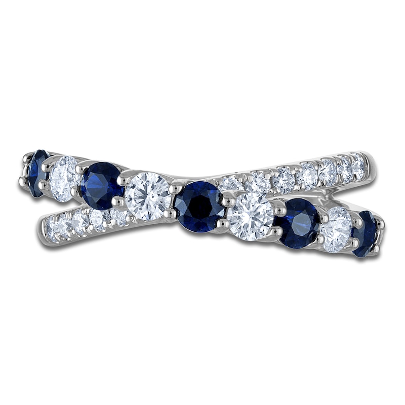 Main Image 3 of Blue Nile X Jared Natural Blue Sapphire & Diamond Crossover Ring 5/8 ct tw 14K White Gold