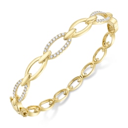 Shy Creation Diamond Chain Link Bangle Bracelet 1/2 ct tw 14K Yellow Gold SC55012131V2ZM