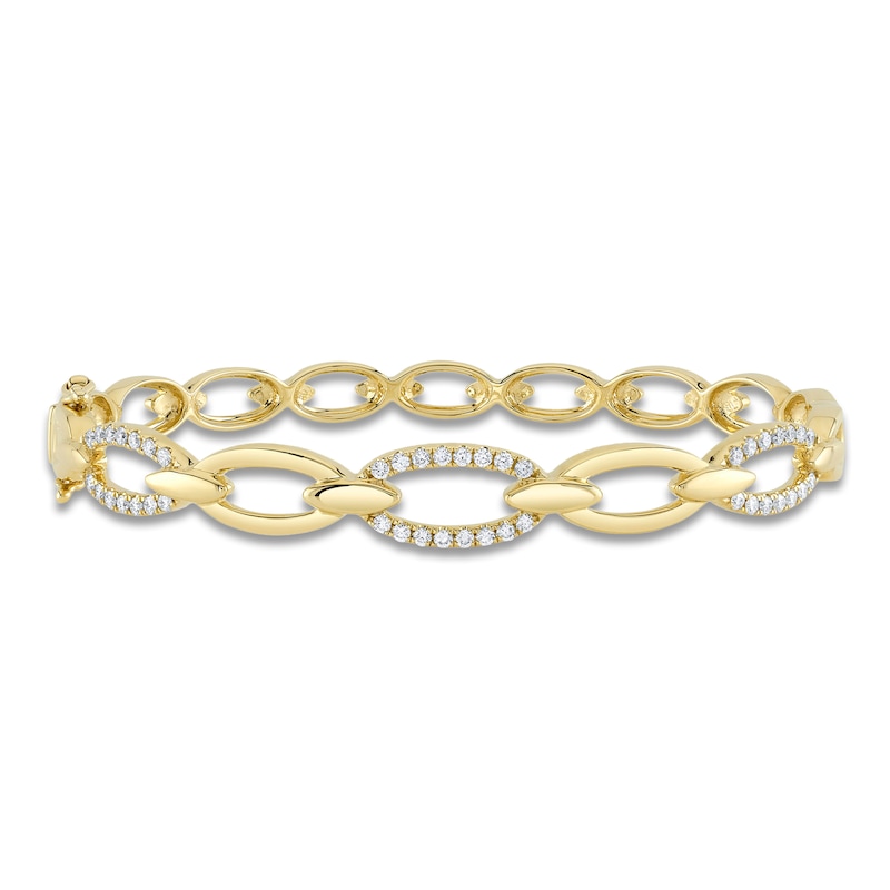 Shy Creation Diamond Chain Link Bangle Bracelet 1/2 ct tw 14K Yellow Gold SC55012131V2ZM