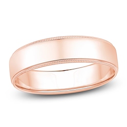 Men's Polished Milgrain Wedding Band 14K Rose Gold 6mm