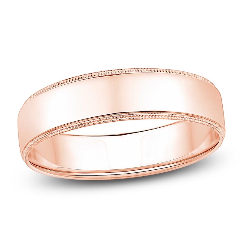 Main Image 1 of Men's Polished Milgrain Wedding Band 14K Rose Gold 6mm