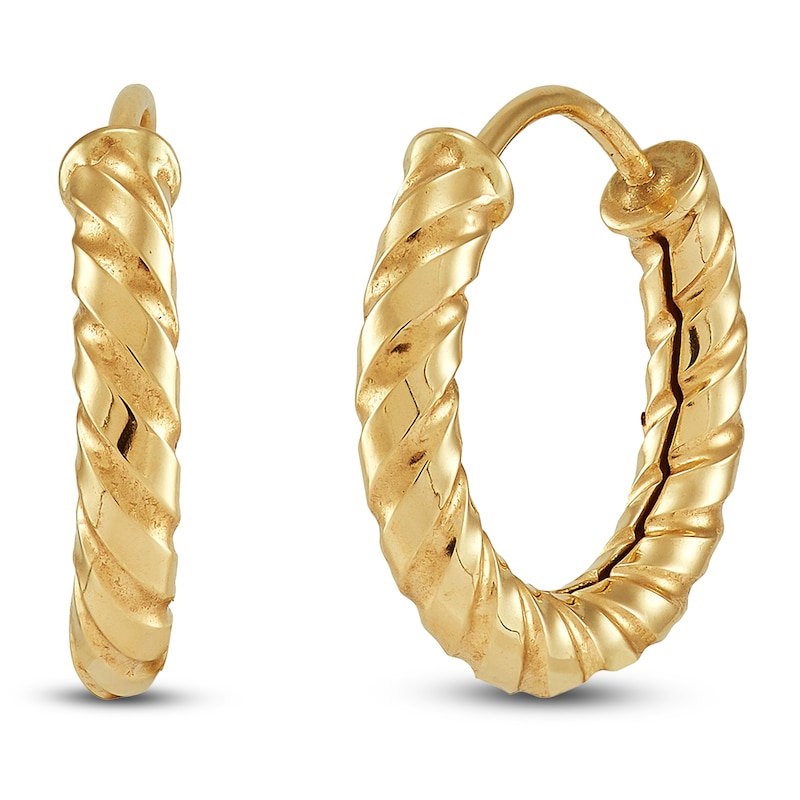 Main Image 2 of Twist Endless Huggie Hoop Earrings 14K Yellow Gold 8mm