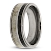 Thumbnail Image 1 of Men's 8mm Black Lab-Created Opal & Antler Inlay Wedding Band Tungsten Carbide