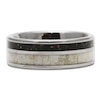 Thumbnail Image 2 of Men's 8mm Black Lab-Created Opal & Antler Inlay Wedding Band Tungsten Carbide