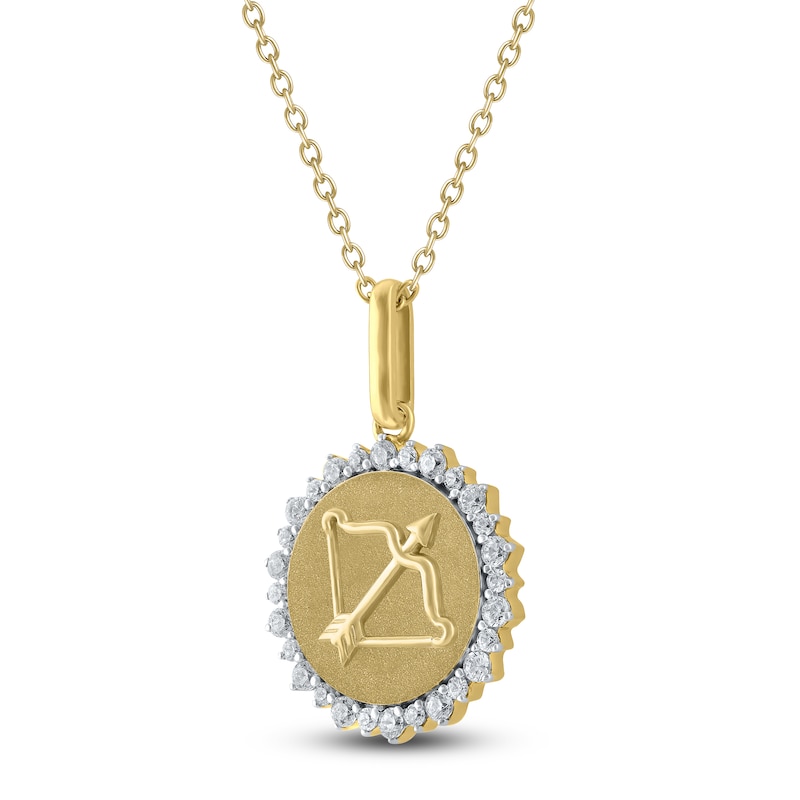 Main Image 2 of Diamond Zodiac Sagittarius Medallion Necklace 1/3 ct tw 10K Yellow Gold 18&quot;