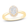 Thumbnail Image 1 of Multi-Diamond Oval Halo Promise Ring 1/3 ct tw 10K Yellow Gold