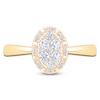 Thumbnail Image 3 of Multi-Diamond Oval Halo Promise Ring 1/3 ct tw 10K Yellow Gold