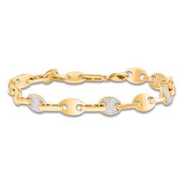 Men's Diamond Mariner Link Bracelet 1/3 ct tw 10K Yellow Gold 8.5&quot;