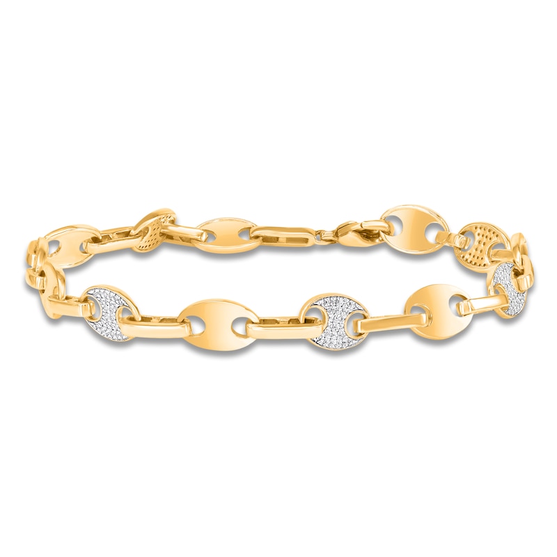 Main Image 1 of Men's Diamond Mariner Link Bracelet 1/3 ct tw 10K Yellow Gold 8.5&quot;