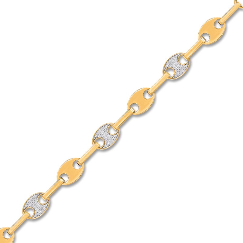 Main Image 3 of Men's Diamond Mariner Link Bracelet 1/3 ct tw 10K Yellow Gold 8.5&quot;