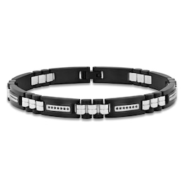 Men's Black Diamond Link Bracelet 1/4 ct tw Stainless Steel & Black Ion Plating