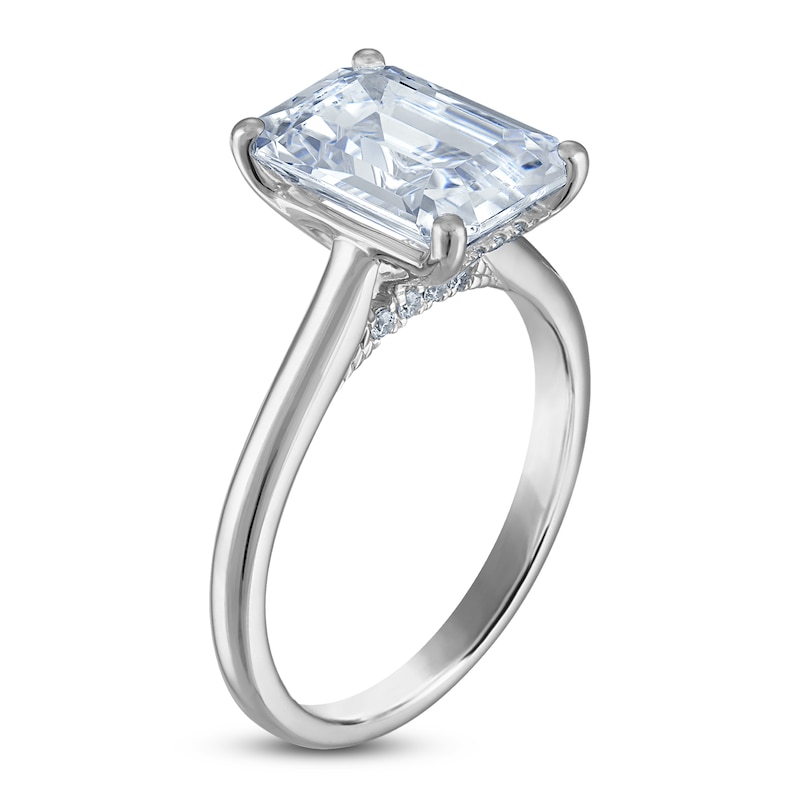 Main Image 2 of Emerald-Cut Lab-Created Diamond Solitaire Plus Engagement Ring 3 ct tw Platinum (VS2/F)