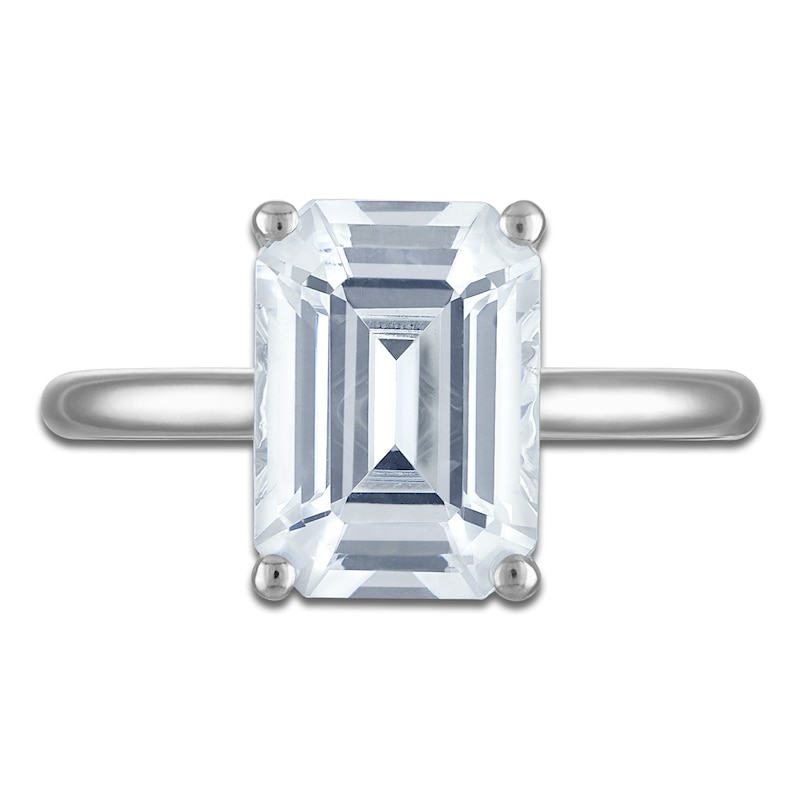 Main Image 3 of Emerald-Cut Lab-Created Diamond Solitaire Plus Engagement Ring 3 ct tw Platinum (VS2/F)