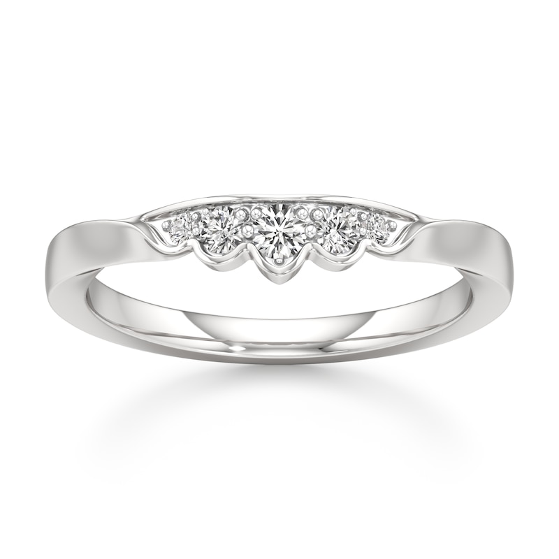 Main Image 1 of J'Lure Lab-Created Diamond Scalloped Wedding Band 1/6 ct tw 18K White Gold