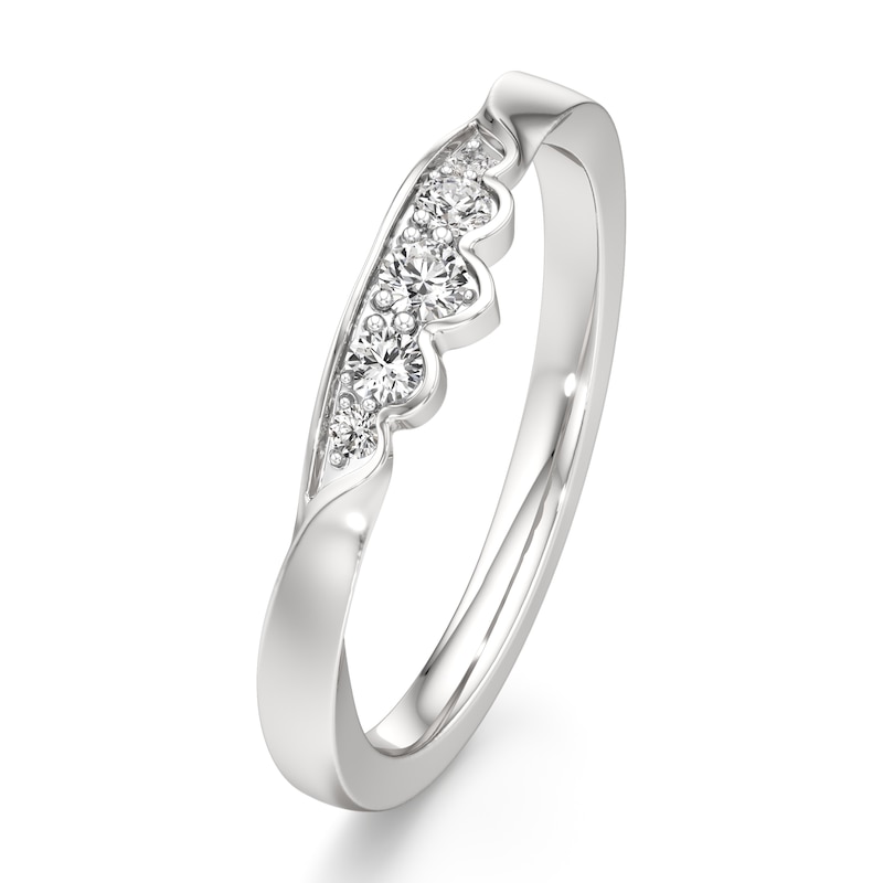 Main Image 4 of J'Lure Lab-Created Diamond Scalloped Wedding Band 1/6 ct tw 18K White Gold