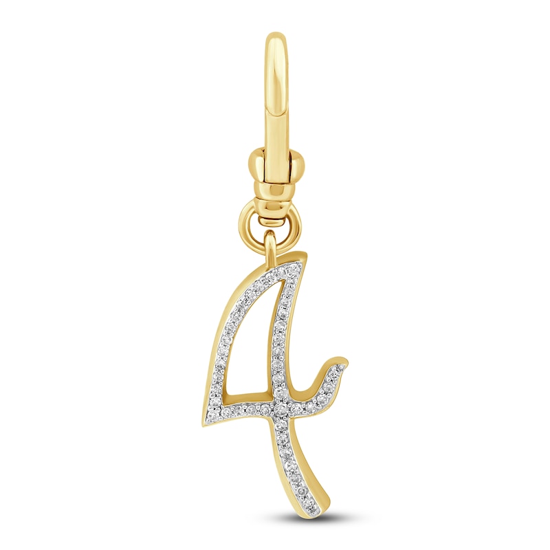 Main Image 1 of Charm'd by Lulu Frost Diamond Number 4 Charm 1/10 ct tw Pavé Round 10K Yellow Gold