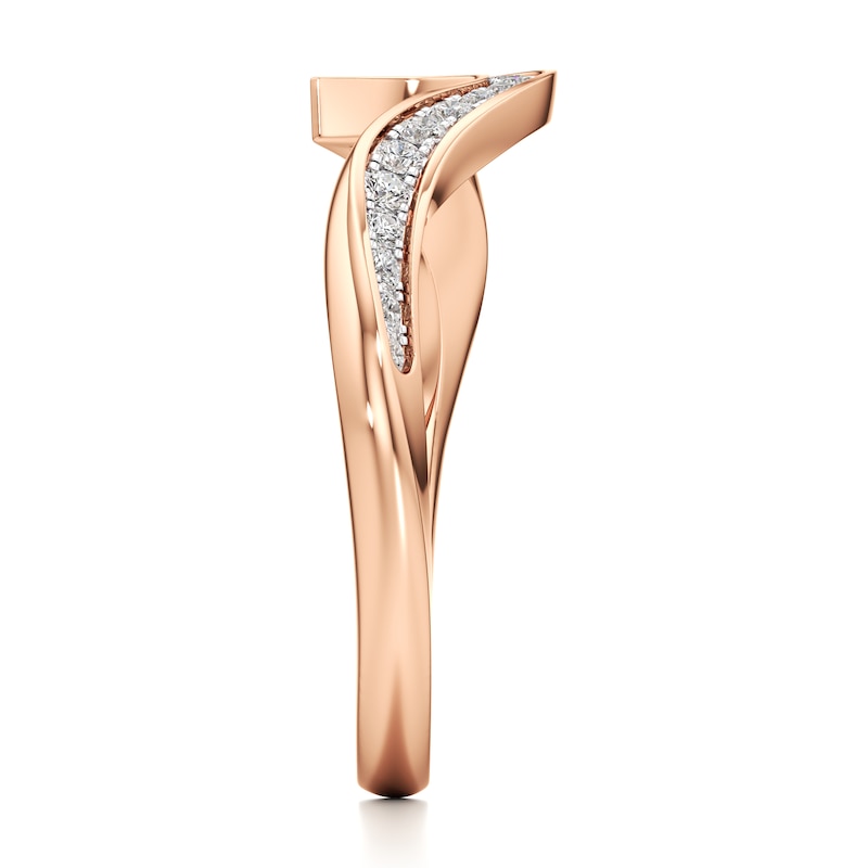 Main Image 3 of J'Lure Lab-Created Diamond Contour Wedding Band 1/5 ct tw 18K Rose Gold