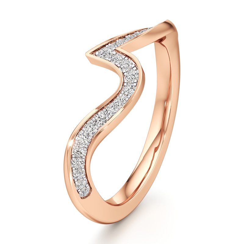 Main Image 4 of J'Lure Lab-Created Diamond Contour Wedding Band 1/5 ct tw 18K Rose Gold