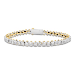 Men's Diamond Cushion Link Bracelet 1-1/2 ct tw Stainless Steel & Yellow Ion Plating 8.75&quot;