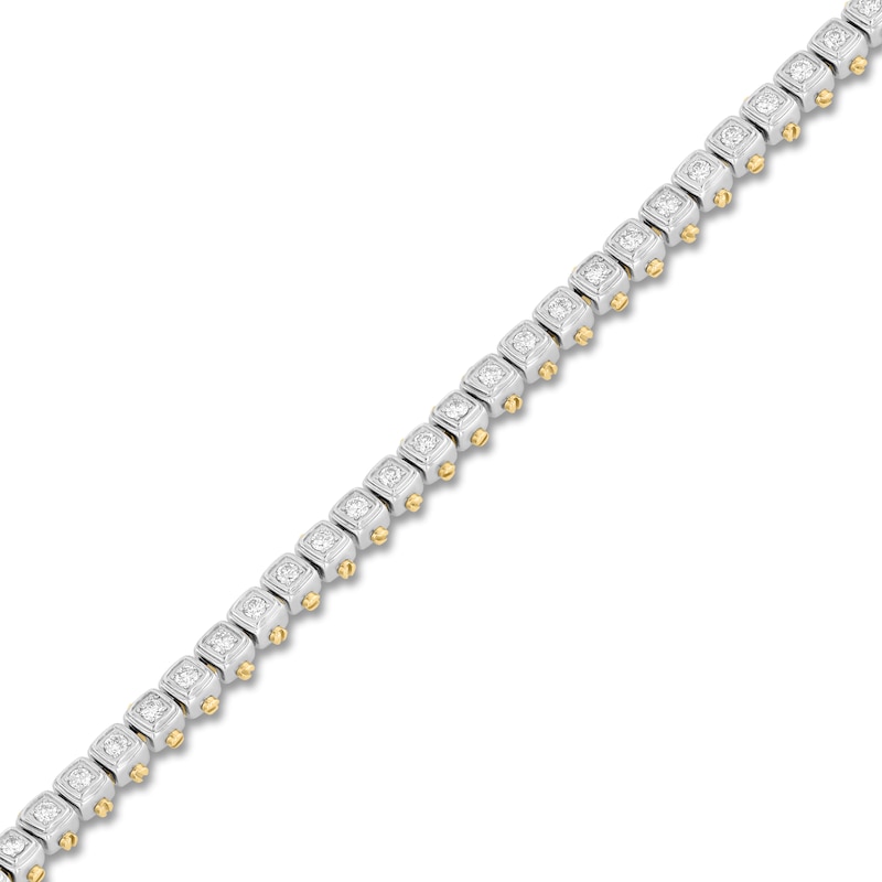 Main Image 2 of Men's Diamond Cushion Link Bracelet 1-1/2 ct tw Stainless Steel & Yellow Ion Plating 8.75&quot;