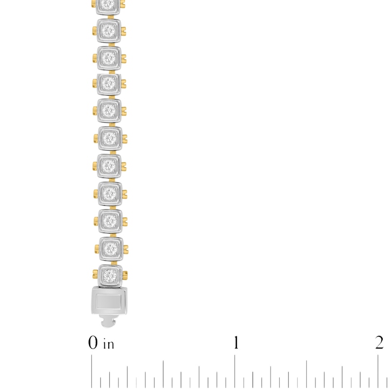 Main Image 4 of Men's Diamond Cushion Link Bracelet 1-1/2 ct tw Stainless Steel & Yellow Ion Plating 8.75&quot;