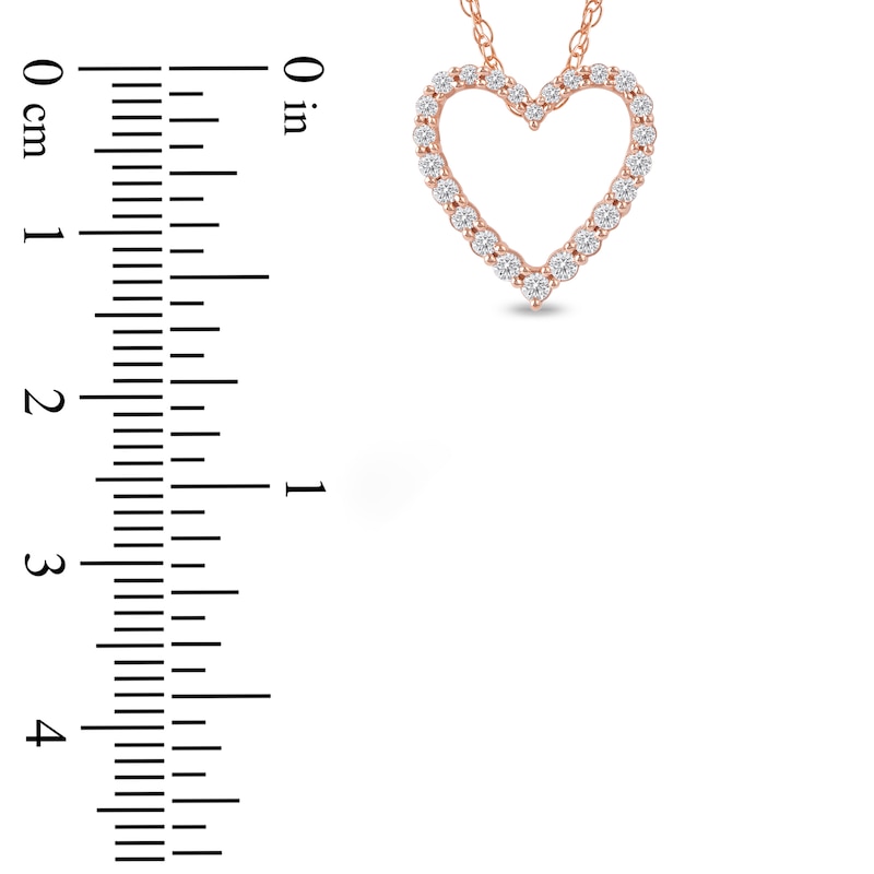 Main Image 4 of Lab-Created Diamond Graduated Open-Heart Necklace 1/4 ct tw 14K Rose Gold 18&quot;