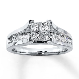 Previously Owned Diamond Engagement Ring 1-1/5 ct tw Princess & Round-cut 14K White Gold