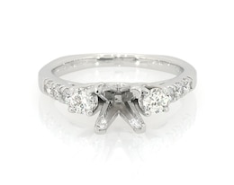 Previously Owned Certified Ideal-Cut Diamond Engagement Ring Setting 1/2 ct tw 18K White Gold & Platinum