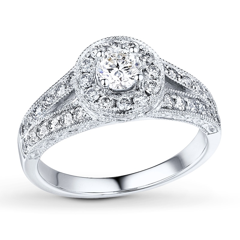 Main Image 1 of Previously Owned Engagement Ring 5/8 ct tw Round-cut Diamonds 14K White Gold